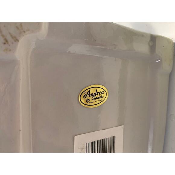 Andrea Sadek Blue White Teapot Vintage Porcelain Square Tea Pot Home Decor Gift - Picture 7 of 10